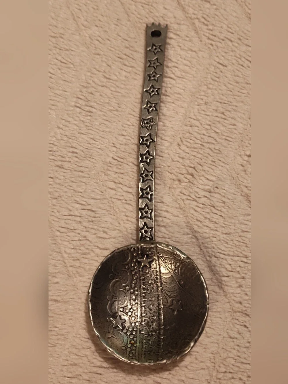 Tin Woodsman Stamped Star-Detail Metal Spoon in Antique Silver Tone